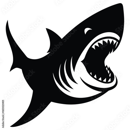 black shark with open mouth clip art preview