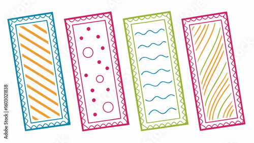 Breakfast Food Frames Vector Set – Hand-drawn doodle-style decorative frames made with eggs, toast, coffee, croissant, juice, fruits, and avocado for menus, packaging, or cafe designs.

