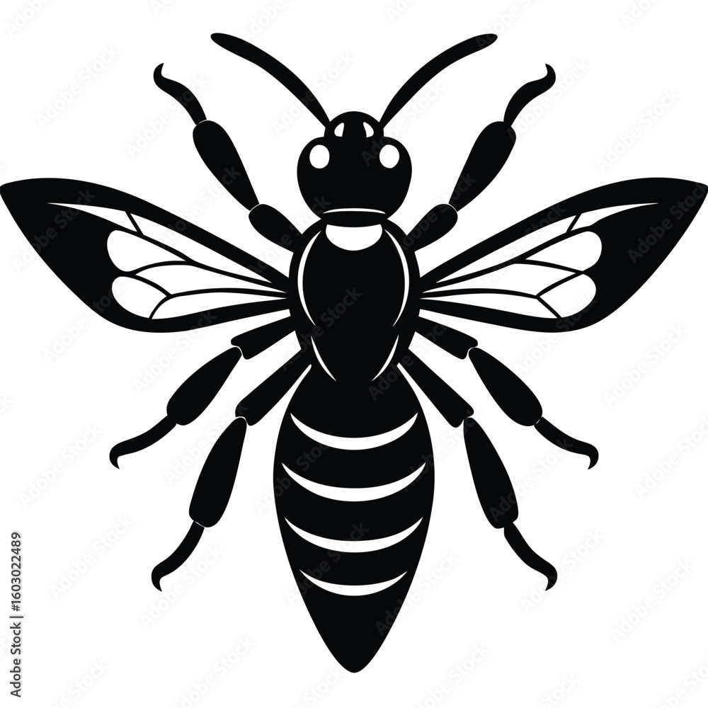 Fototapeta premium Stylized black and white silhouette of a bee