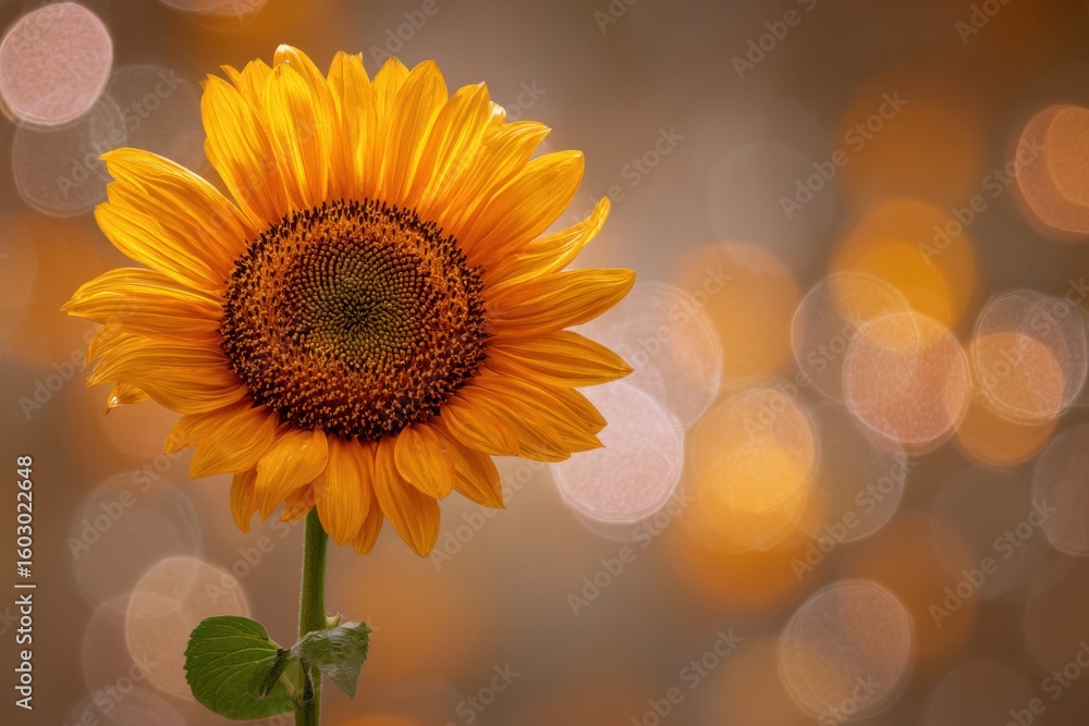 Fototapeta premium Close-up of a vibrant sunflower against a soft, out-of-focus background.