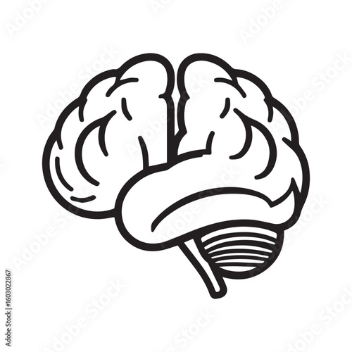 Minimalist line art of a human brain