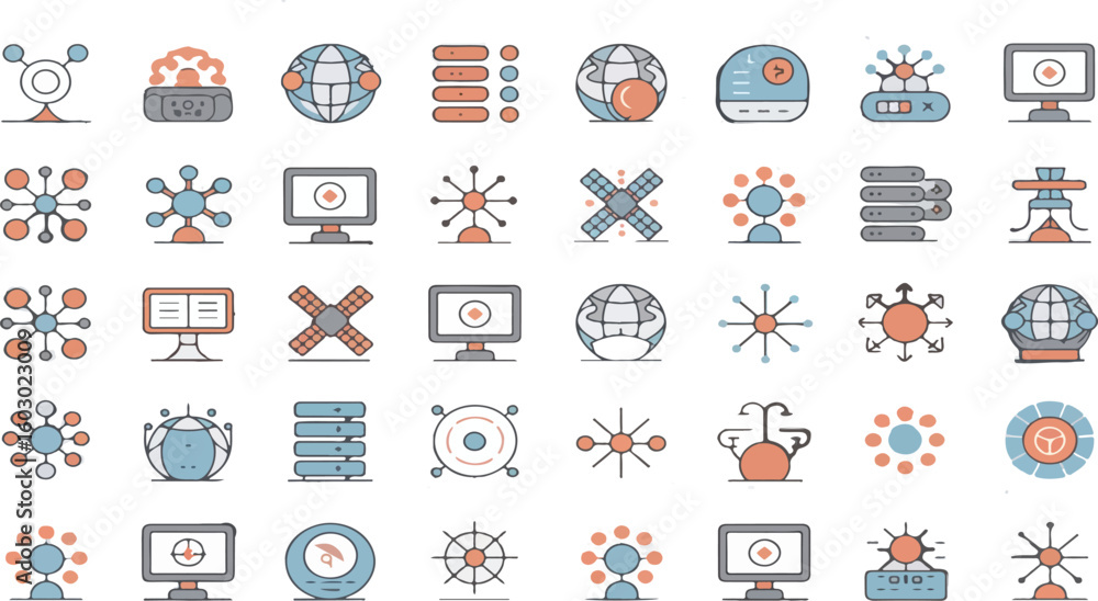 Fototapeta premium Vibrant collection of modern flat design icons for digital use