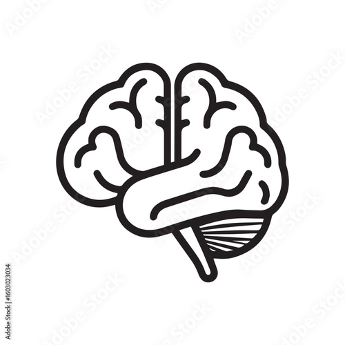 Minimalist line art of a human brain