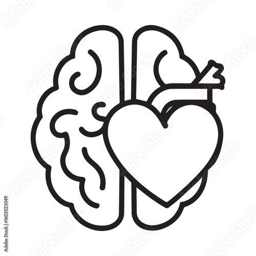 Minimalist line art of a human brain