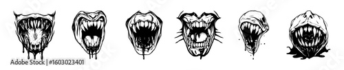 Monster Mouths: A Collection of Monochrome Line Art Illustrations