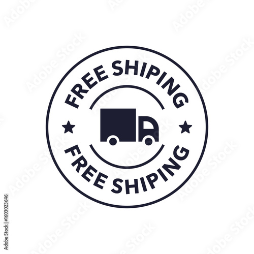 Free Shipping Badge with Delivery Truck Icon in Circular Logistic Design