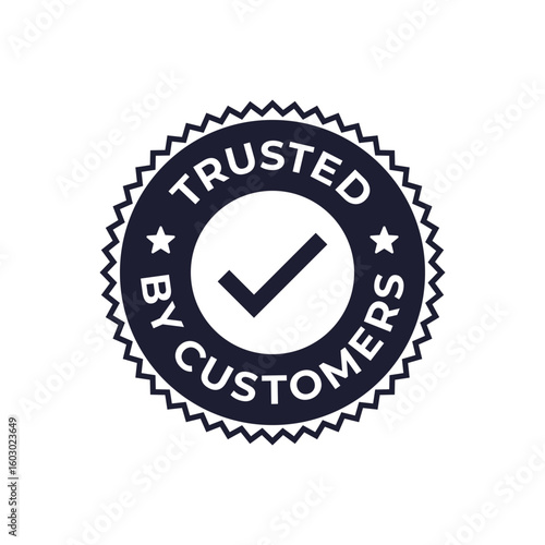 Trusted by Customers Emblem with Check Mark Inside Round Stamp
