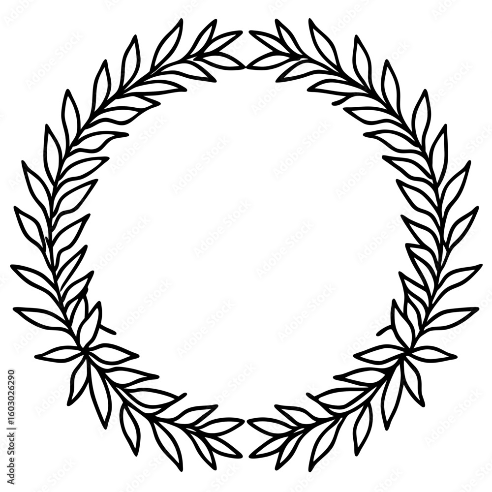 Naklejka premium Simple Holiday Wreath Outline Vector