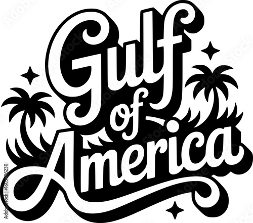 Gulf of America SVG Clipart | Tropical Palms & Stars Design | Coastal USA Art | Instant Digital Vector Download