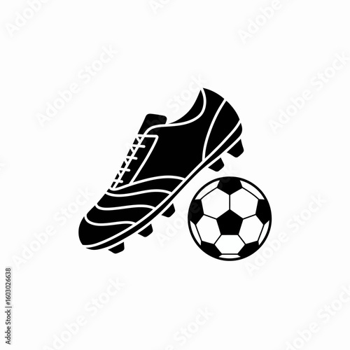 Black silhouette of a soccer cleat and ball