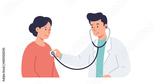 Healthcare professional using stethoscope in modern flat style