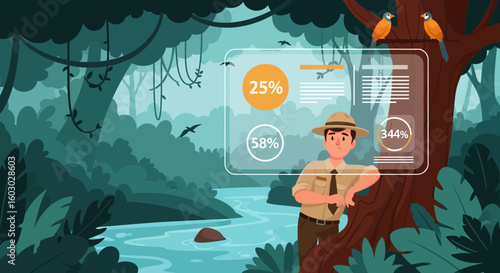 Park Ranger Tracking Data In Jungle Using Augmented Reality Interface