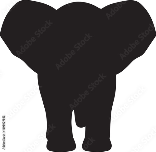 Large elephant silhouette from behind, showcasing its impressive size and broad back, perfect for wildlife conservation themes, African safari concepts, and powerful animal symbolism