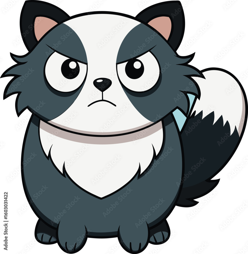 Cute Cartoon Grumpy Skunk Badger Raccoon Animal Character Mascot Vector Illustration Cute Cartoon Grumpy Skunk Badger Raccoon Animal Character Mascot Vector Illustration