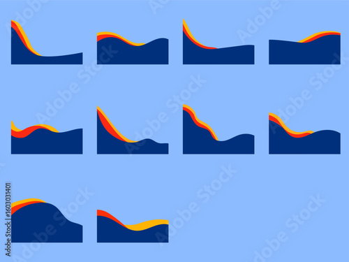 Horizontal Wavy Abstract Banner Shapes