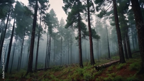 Foggy Morning in a Pine Forest Video