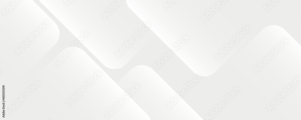 Fototapeta premium 3D white geometric abstract background overlap layer on bright space with rounded rhomb effect decoration