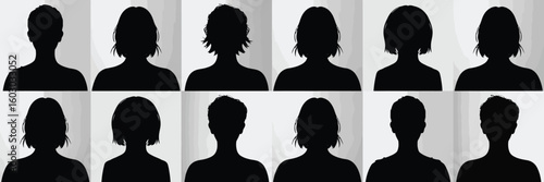 Grid of twelve diverse black head silhouettes showcasing varied hairstyles and profiles, symbolizing diversity, inclusion, identity, and unity
