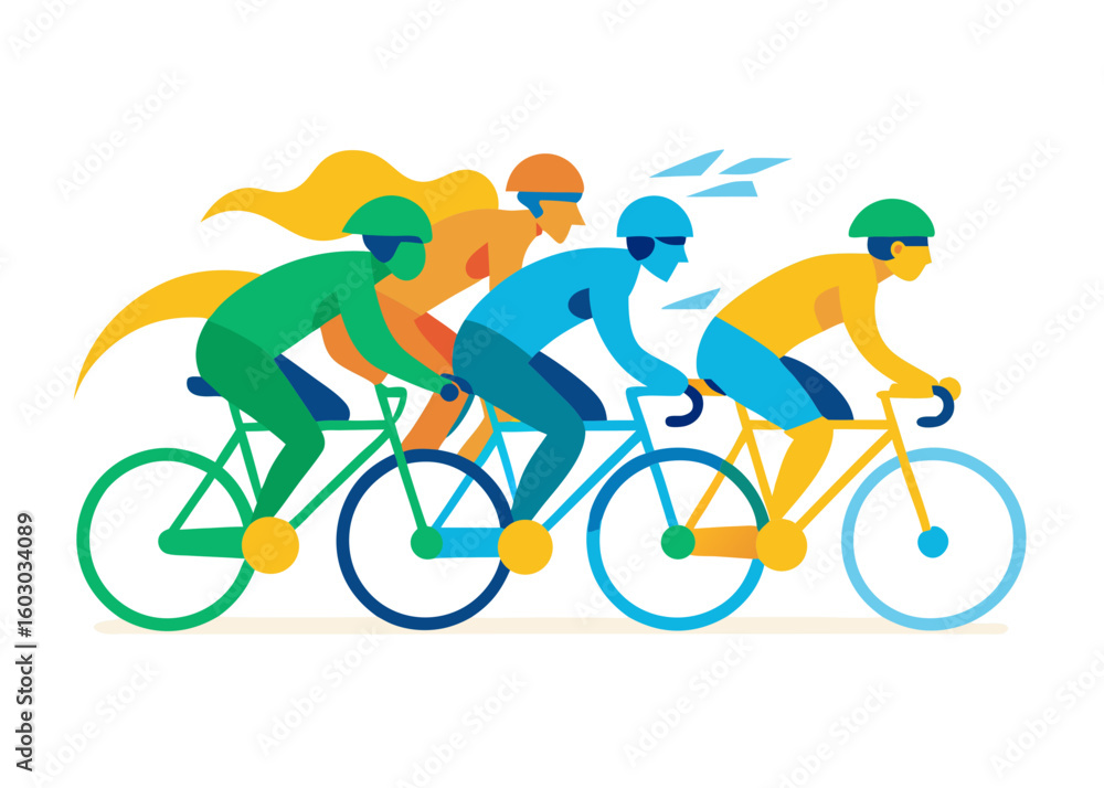 Obraz premium Cyclist on the Road Vector