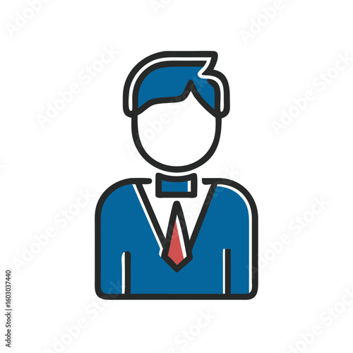 Professional man in suit with bow tie and colored hairstyle  