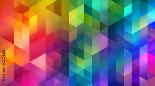 Vibrant geometric background with a spectrum of color and faceted design