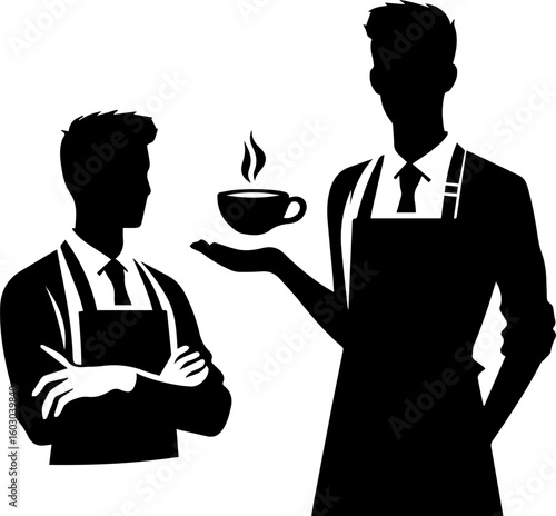 Barista Silhouette Pouring Coffee into Cup Illustration