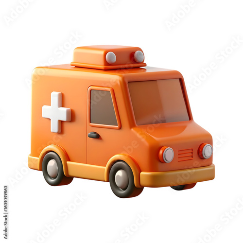 Wallpaper Mural Cartoon orange ambulance with white cross isolated on transparent background Torontodigital.ca