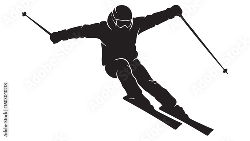 Black silhouette of a skier, vector illustration