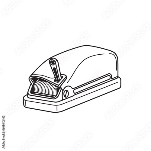 Line art illustration of a classic vintage staple remover tool for office and crafting needs simple and timeless design perfect for print projects.