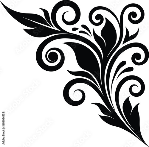 Floral Swirl Corner Ornament