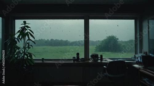 Lo-fi Room with Rain Outside the Window Video