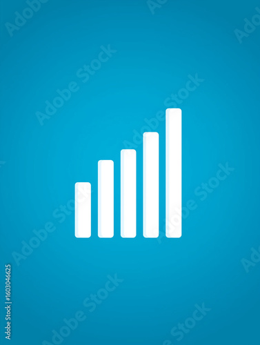 Free Download Bar chart icon in white on turquoise gradient background, flat design - GFXLoad