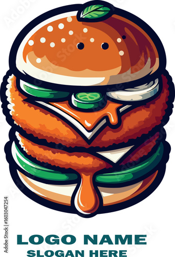 Vada pav logo icon vector white background .