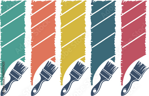 Colorful Paint Strokes with Paintbrushes - Perfect for Design Inspiration