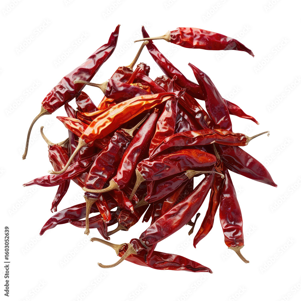 Fototapeta premium Dried red chili peppers clustered