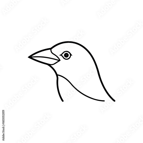 A oriole Bird's Head Line art vector illustration.