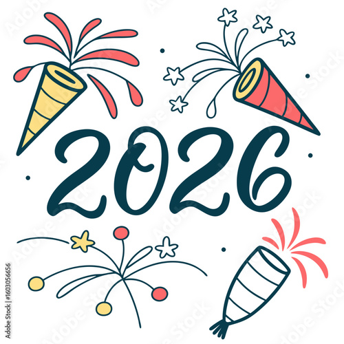 Festive celebration of the new year 2026 party poppers