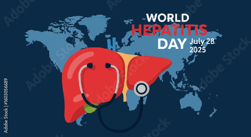 World Hepatitis Day awareness campaign with a liver and stethoscope
