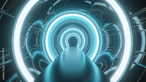 Wallpaper Mural Futuristic Tunnel with Glowing Rings and Smooth Pathway Torontodigital.ca