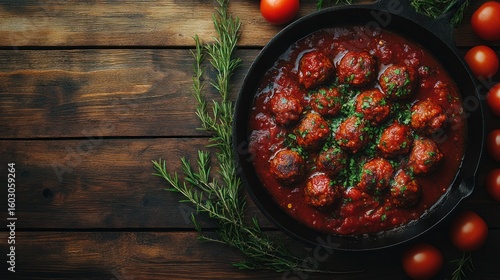 Meaty meatballs in rich tomato sauce