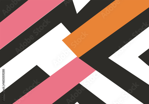 Colorful Faux Fur Zigzag Pattern with Mix color Stripes