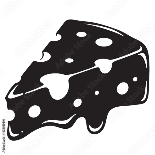 A simple classic vector illustration of a delicious slice of cheese featuring a vintage art style appropriate for various projects