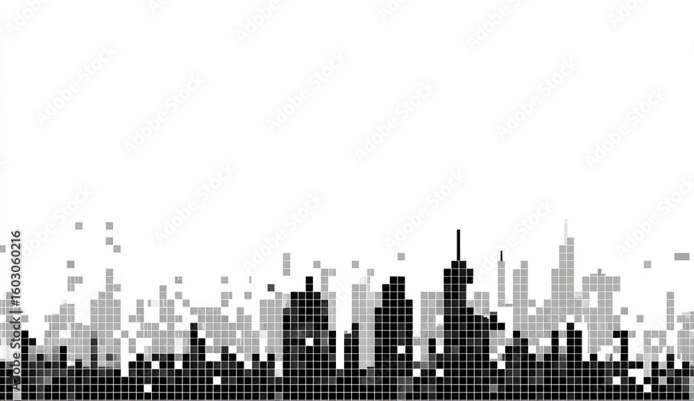 Fototapeta premium Pixelated cityscape silhouette