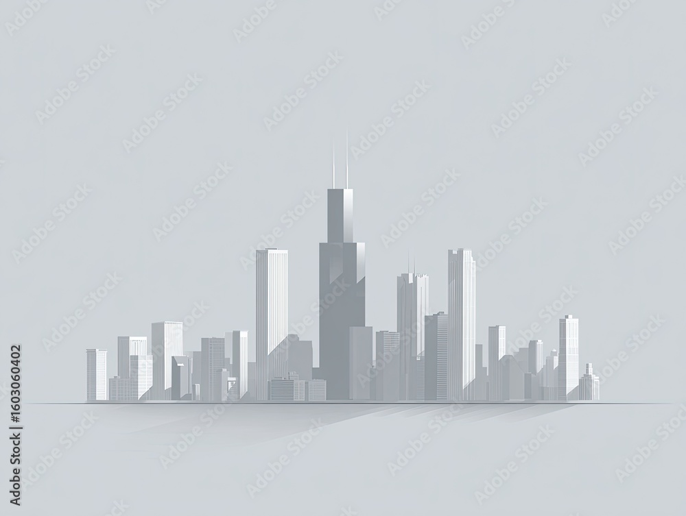 Fototapeta premium Simple, stylized city skyline