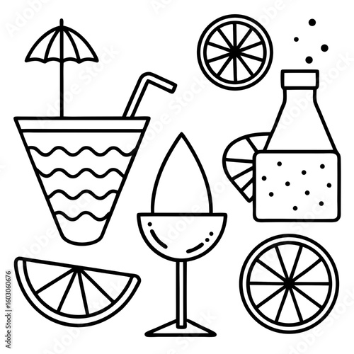 Summer drinks and citrus slices cocktails lemon