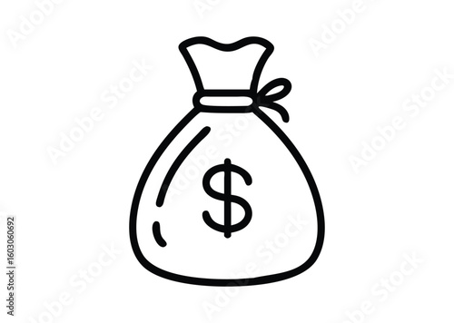 Money bag line art Vector Illustration