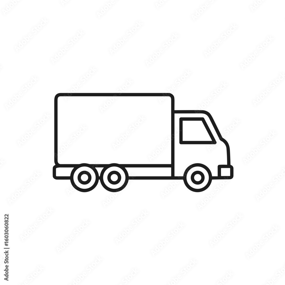 Delivery truck outline illustration in minimal style Delivery truck outline illustration in minimal style