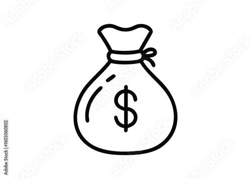 Money bag line art Vector Illustration