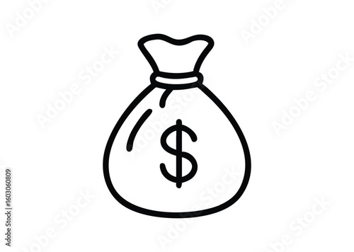 Money bag line art Vector Illustration