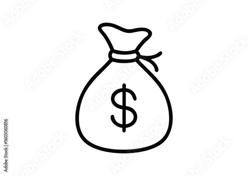 Money bag line art Vector Illustration